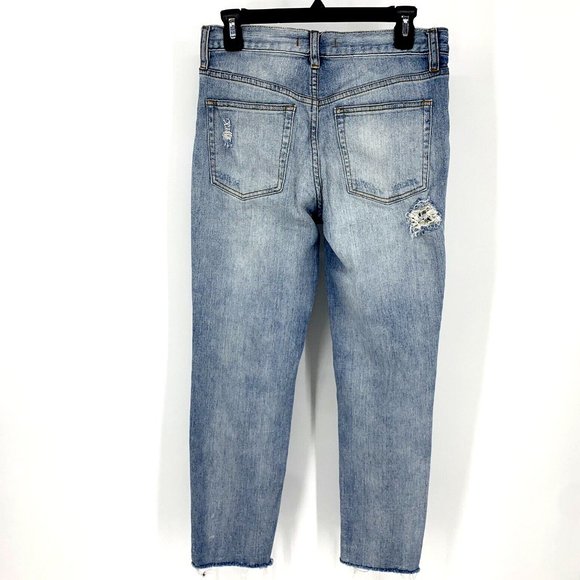 Free People Size 27 Lacey Stilt Distressed Jeans Crochet Button Fly Light Wash‎ - Picture 8 of 10